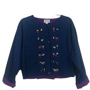 Artesania Sorata Spanish Influence Blue Button Up Long Sleeve Box Style Jacket